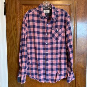 Flag and Anthem- Blue and Pink Plaid Shirt- Size Large